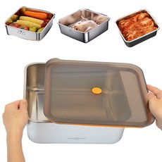 RIMISUNG 스텐 김치통 원형 직사각 정사각 반찬통 밀폐용기, 1개, 3700ml