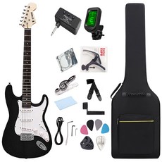 케이투엠 입문용 일렉 기타 + 미니 헤드폰 앰프 풀세트, 1개, 블랙, 6EGT002