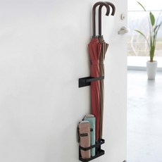 조인메이드 무타공 부착식 우산꽂이 현관 수납장 정리대, 1개, 블랙 자석형