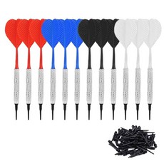 세이프 다트 12개 14g 다트 세트 소프트 플라스틱 팁 플라스틱 통 철 니켈 도금 샤프트 플라스틱 비행 100개, C1, 1개