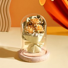 永生花禮物，碎冰藍永生花束，母親節禮物，生日禮物，玫瑰花裝飾擺件, 香檳玫瑰