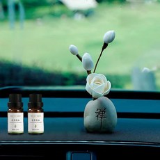 MEJISOO 蓮花小佛擺件 象牙果佛像 汽車裝飾品, 1個, 禪字櫻花 贈送香水海洋味+桂花香