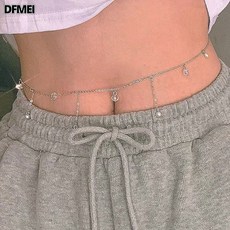 DFMEI 性感腰鏈甜酷少女掛墜身體鏈蹦迪肚臍鏈配牛仔褲連衣裙夏季