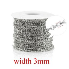 보석 만들기 용품에 대 한 2m 스테인레스 스틸 체인 Diy 쥬얼리 결과에 대 한 케이블 로즈 골드 실버 체인, 10 Steel 3mm, 1개