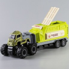 慣性合金四驅運輸車 兒童工程模型玩具, 1個, 四驅運輸車-綠