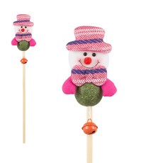 聖誕雪人造型鈴鐺逗貓棒 可愛貓咪互動玩具 木質手柄耐用貓玩具, 雪人/聖誕老人/麋鹿 各一, 3個
