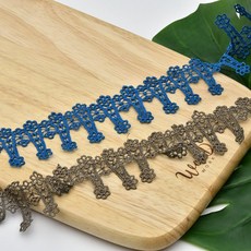 유명한원단 케미컬 레이스 모티브 미니플라워 2종 폭 4cm 5마 1set, 연브라운, 1개