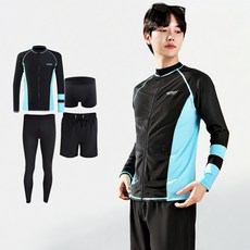서프라이더 남성용 블루라인 집업래쉬가드 상하의 4종 풀세트