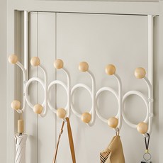 ZOZOFO 무타공 우드볼 도어행거 문걸이 행거 후크, 12구, 1개, 화이트