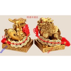 幸運星 貔貅 開運 開光 銅貔貅 風水擺件 一對 旺財 招財 咬錢 開幕誌慶 送禮, 開光貔貅一對高約9cm+五帝錢+五帝錢, 銅