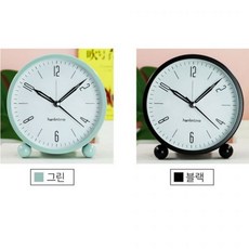 심플디자인 원형 메탈 탁상 알람 시계 인테리어 시계 집들이 선물용, 블랙