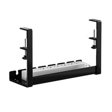 일상채움 무타공 철제 컴퓨터 책상 멀티탭 콘센트 정리 선반, 블랙, 1개