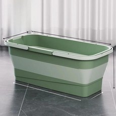 대용량 직사각형 플라스틱 걸레통 바퀴 접이식 물통 바닥 청소 도구 드래그 버킷, 6. 아보카도 그린✅이중 손잡이 [40cm 이하의 걸레, 1L