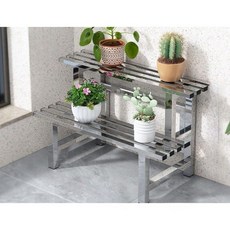 스테인리스 화분선반 계단식 정리대 다육이 받침대 2단 두꺼운 80cm, 그레이 20cm 100cm 50cm 2단