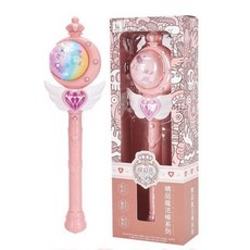 聲光玩具C9A 棒棒糖弦月造型 兒童音樂發光玩具 女孩生日禮物, 1個, 魔法棒（粉色）開窗彩盒
