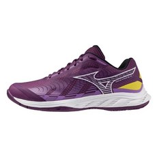 Mizuno Wave Fang El 2 女 羽球鞋 寬楦 支撐 抗扭 紫黃 [71GA242303]