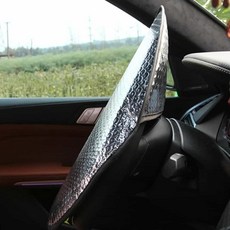 INSAVII 자동차 핸들 덮개 햇빛 차단 자외선 단열 보호 운전대 커버 용품, 실버