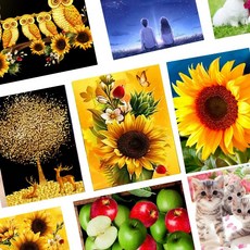 [특가] 보석십자수 50 x 40 cm 액자 캔버스형 세트 랜덤발송 MJS JOYFUL, 1개