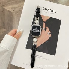 竹節紋鑲鑽四葉草適用蘋果iwatchS11華爲GT6/GT5鱷魚紋手錶帶