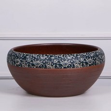 대형 수반 화분 수경 조경 플라스틱옥돌색소형(35cm)바닥무공 옹기 어항 연못 도자기 석회, M. 고풍스러운 운치