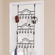 BangPang 다목적 철제 무타공 도어행거 벽걸이 선반 3개 금색 1세트, 블랙