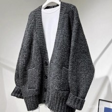 優選大碼開衫男春秋款V領毛衣，寬鬆針織外套，胖哥哥大尺碼男裝