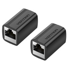 VEnTIOn 威迅 CAT7 FTP網路延長轉接器RJ45 Keystone Jack耦合器, 黑色, 2個