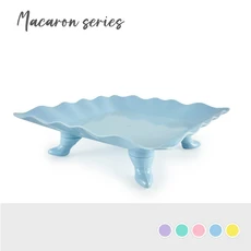 1pc 내구성 튼튼한 플라스틱 케이크 스탠드 디저트 디스플레이 트레이 과일 접시 잡초 베이비 샤워 신, 07 BABY BLUE