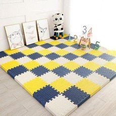 아동용 두꺼운 스폰지 바닥매트 어린이 침실용 쿠션 매트, 1개, 화이트+옐로우+네이비블루