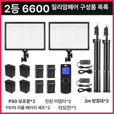 RGB LED 비디오 조명 키트 유튜브 촬영용 78 인치 라이트 스탠드 8800mAh 배터리 3200-5600K, 1개, 듀얼 라이트 F970 리모컨