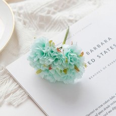 가정용 인공 꽃 크리스마스 장식 스크랩북 웨딩 장식 화환 DIY 선물 사탕 상자 실크 카네이션 18, 6 Pieces, 하늘색