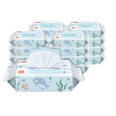 Nuby 海洋系列極厚柔濕巾 60抽 寶寶濕巾 溫和清潔呵護肌膚, 1箱, 16個裝, 200g