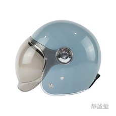 L2來來 NINJA 華泰 KK 803P 803 小帽體 銀箔 復古騎士帽 3/4安全帽 可拆洗內襯 泡泡鏡, 靜謐藍