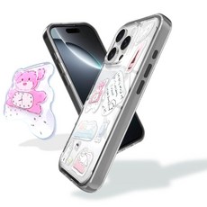 아이폰 16용 투명 Macâron 케이스 - 유연한 투명 뒷면이 있는 충격 방지 부드러운 TPU 범퍼 프레임 크리스탈 파스텔 디자인 Kawaii 한국 곰 에폭시 레진 스티, iPhone 16, 커런트 블랙 & 코리안 베어