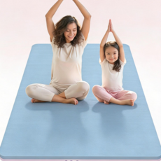 초대형 2인용 요가매트 | 미끄럼 방지 두툼한 홈트 매트, 1개, 블루