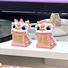 【 台灣出貨 】國潮爆款舞龍醒獅擺件石膏創意彩繪塗鴉娃娃diy塗色兒童桌麵招財手工禮物送對象閨蜜禮物DIY卡通可愛動漫, 1個, 單獨白胚,舞龍1個（隨機款式）