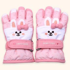 라인프렌즈 코니 입체페이스 스키장갑 유아 아동 방한 장갑