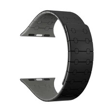 사라밴드 애플워치 호환 마그네틱 플렉스 실리콘 스트랩, 38/40/41mm, 블랙 + 다크 그레이