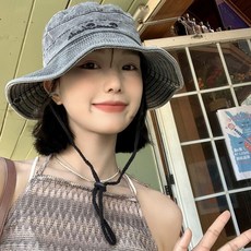 可愛帽子 水洗戶外登山帽女夏季美式復古西部牛仔帽子遮陽防曬旅遊漁夫帽潮, 卡其色,M（56-58cm）