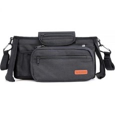 My lil Aviator 범용 유모차 오거나이저 백 단열 컵 홀더 2개 내구성 있는 탈착식 휴대폰 가방 및 어깨끈 - 반려동물 캐디 Uppababy 아기 조깅 Britax D