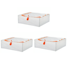 백희네 e012. 이케아 페르클라 수납리빙박스 이불박스, 화이트오렌지, 3개
