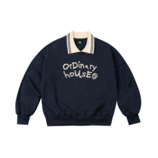 엠오오 [기모/논기모]레터링 자수 카라 맨투맨 - 네이비