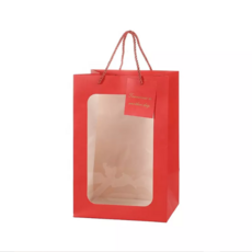 꽃다발 쇼핑백 창문형 투명 종이쇼핑백, B타입(레드1개)
