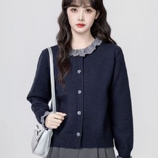 투니스 여성 프릴 스플라이싱 긴소매 니트 가디건