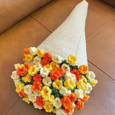 키트 손뜨개 선물 부케 만들기 꽃뜨기 도안 DIY 뜨개, 쉬페어 5줄 쓰리컬러 릴리 100cm 프리미엄, 1개