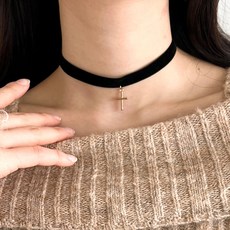 아이엘 IHesZC226 십자가 미니 드롭 블랙 초커