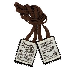 VILLAGE GIFT IMPORTERS Brown Scapular Mt. Carmel 100% 울 미국산 핸드메이드 품질 울 보석 없음