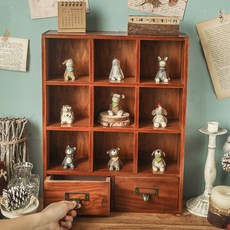 마음결 빈티지 원목 미니 장식장, 오픈형-A타입(9칸)
