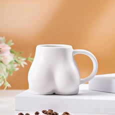 Sanmao 북유럽 도자기 머그컵 예쁜 카페머그컵 특이한 컵, 2개, 흰색