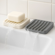 에코모스티 실리콘 비누받침 욕실 주방, 1세트, 화이트+그레이